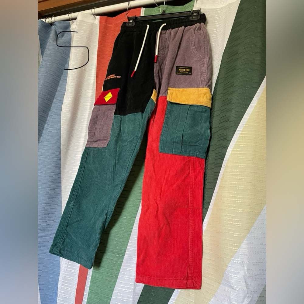 Color block corduroy jogger sweatpants